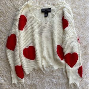 Polly & Esther Heart Print Sweater